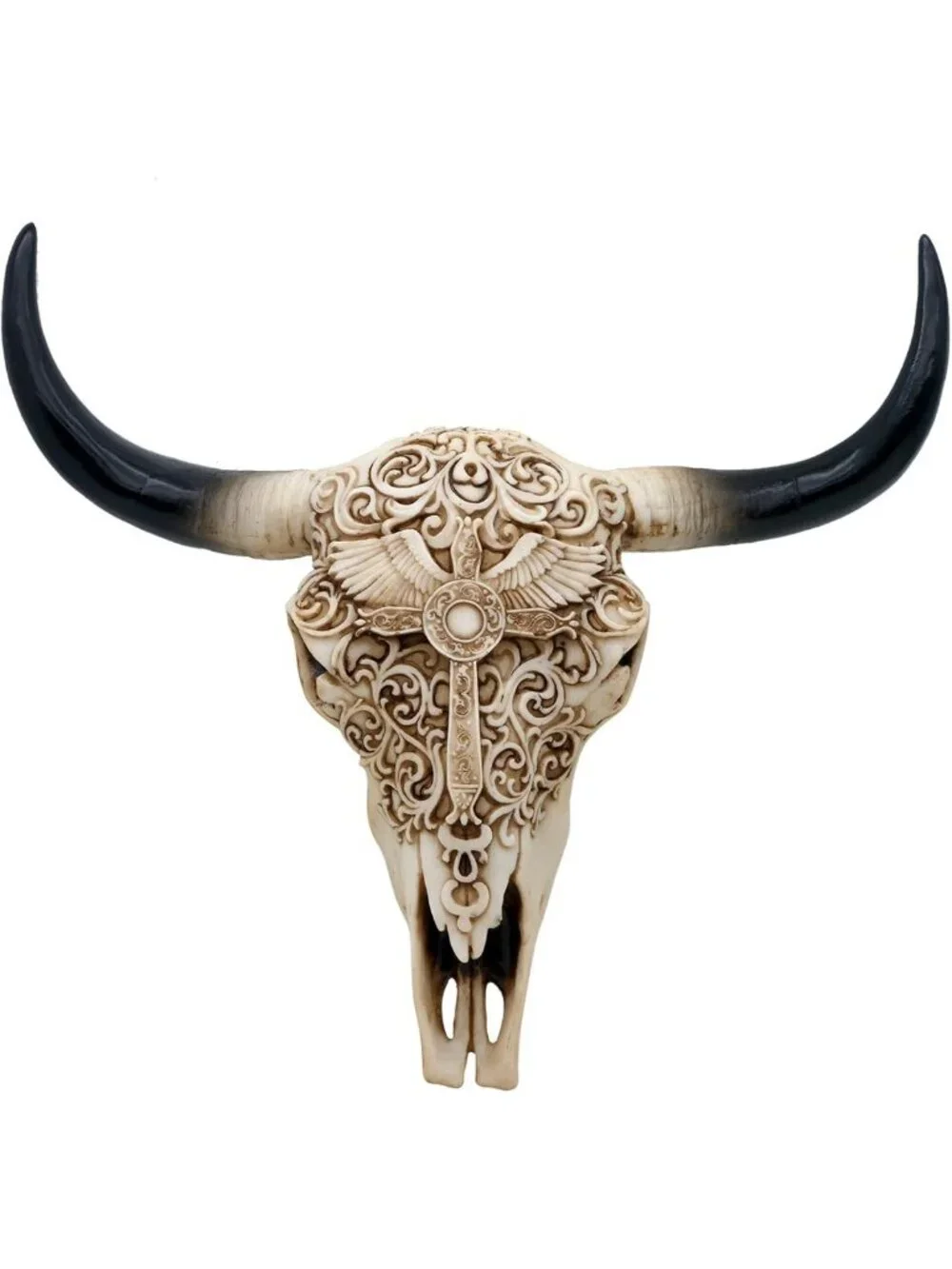 Boho Western Cow Skull Wall Decor - Realistic Animal Head Hanging Art, 12.2